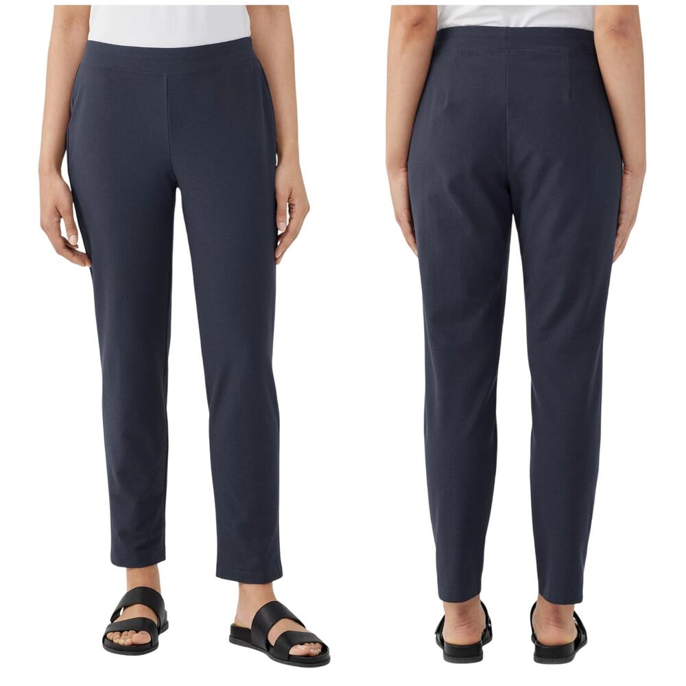 Eileen Fisher NWOT Washable Crepe Slim Ankle Pant Gray Size M Packable Stretch